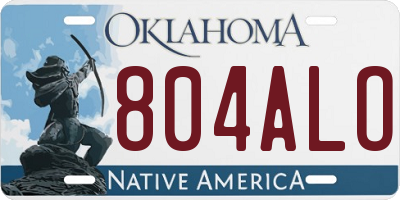 OK license plate 804ALO
