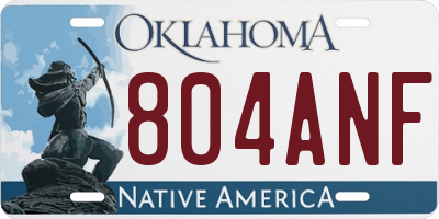 OK license plate 804ANF