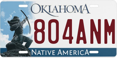 OK license plate 804ANM