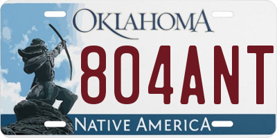 OK license plate 804ANT