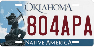 OK license plate 804APA