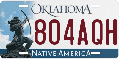 OK license plate 804AQH