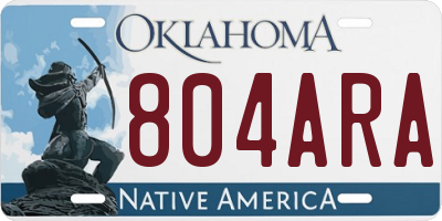OK license plate 804ARA