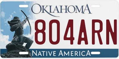 OK license plate 804ARN