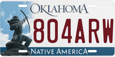 OK license plate 804ARW