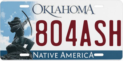 OK license plate 804ASH