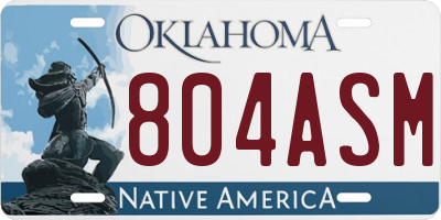 OK license plate 804ASM