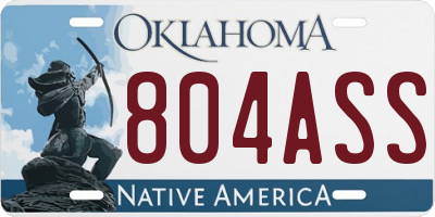 OK license plate 804ASS