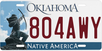 OK license plate 804AWY