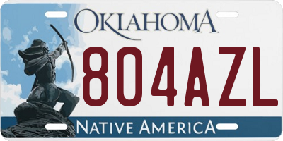 OK license plate 804AZL