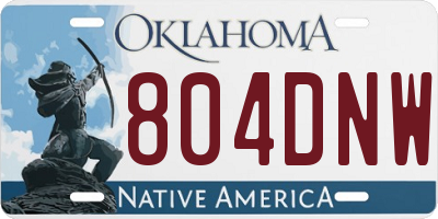 OK license plate 804DNW