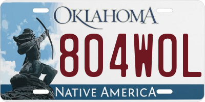 OK license plate 804WOL