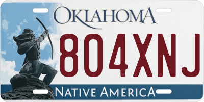 OK license plate 804XNJ