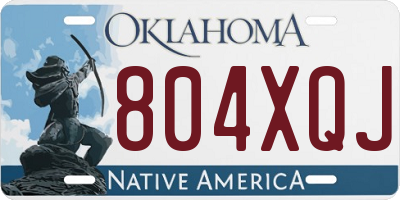 OK license plate 804XQJ