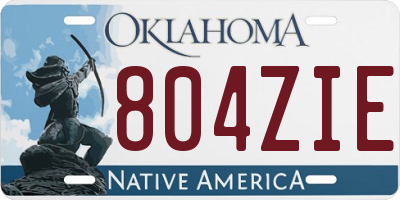 OK license plate 804ZIE