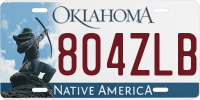 OK license plate 804ZLB