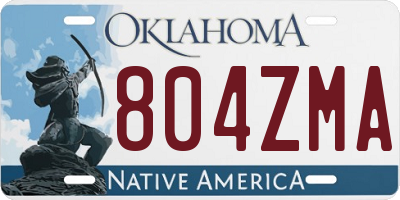 OK license plate 804ZMA