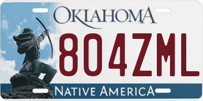 OK license plate 804ZML