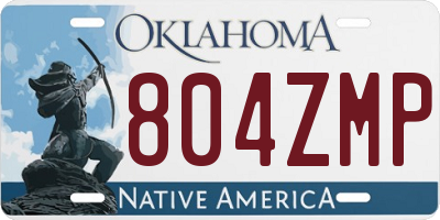 OK license plate 804ZMP