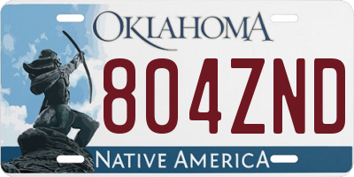 OK license plate 804ZND