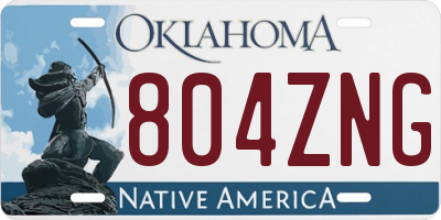 OK license plate 804ZNG