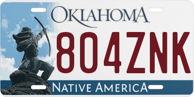 OK license plate 804ZNK