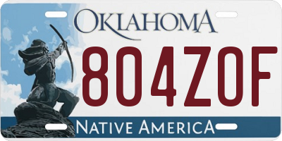 OK license plate 804ZOF