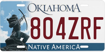 OK license plate 804ZRF