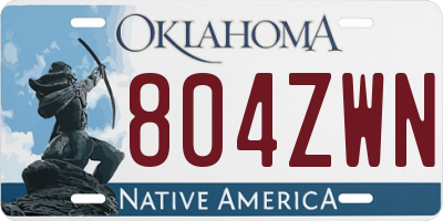 OK license plate 804ZWN