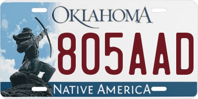 OK license plate 805AAD