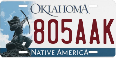 OK license plate 805AAK