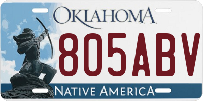 OK license plate 805ABV