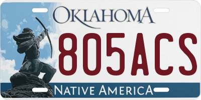 OK license plate 805ACS