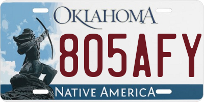 OK license plate 805AFY