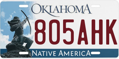 OK license plate 805AHK