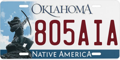 OK license plate 805AIA