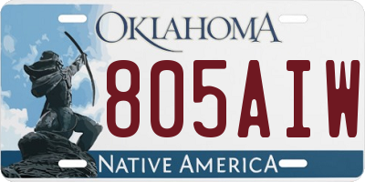 OK license plate 805AIW