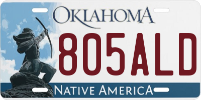 OK license plate 805ALD