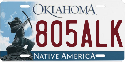 OK license plate 805ALK