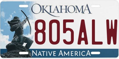 OK license plate 805ALW