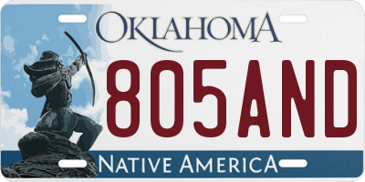 OK license plate 805AND