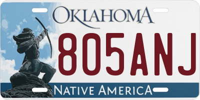 OK license plate 805ANJ