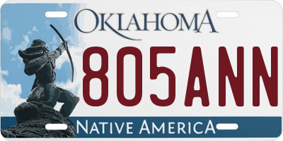 OK license plate 805ANN
