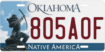 OK license plate 805AOF