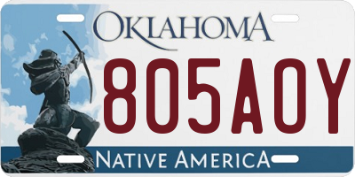 OK license plate 805AOY
