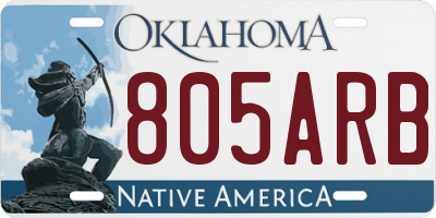 OK license plate 805ARB