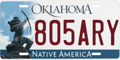 OK license plate 805ARY