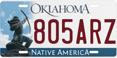 OK license plate 805ARZ