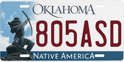 OK license plate 805ASD