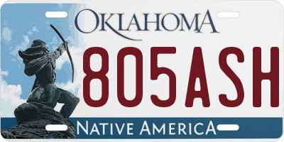OK license plate 805ASH